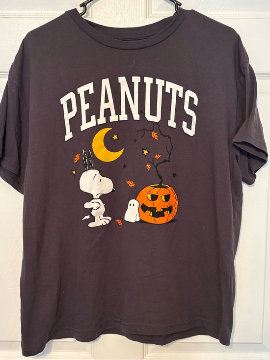Peanuts Tops - Peanuts Black Tee with White Screenprint